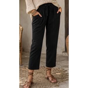 PrAna Black Boyfriend Crop Pants Women’s XS Drawstring Stretch Travel Casual